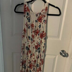 Chic Small Knox Rose Button-Down Maxi Dress in Blue and Red - Effortless Style